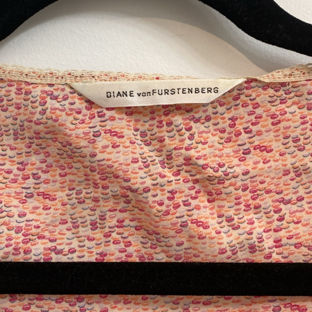 Diane Von Furstenberg DVF Vintage Early 2000’s Silk Print Midi Dress Pink Sz S - Picture 5 of 5